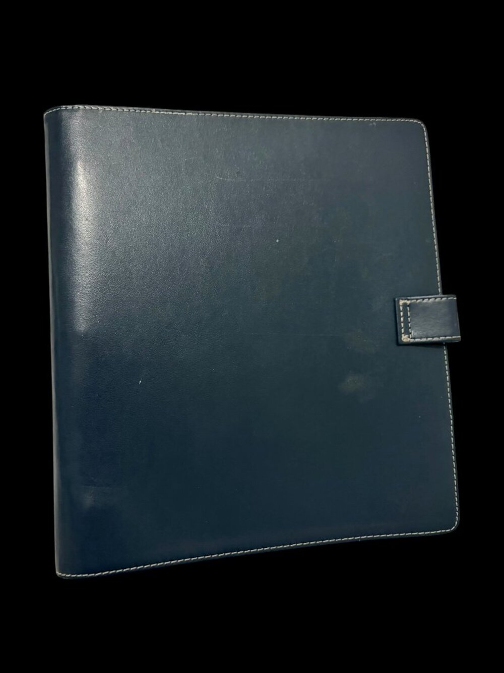 Blue Leather Three-Ring Refillable Planner Binder